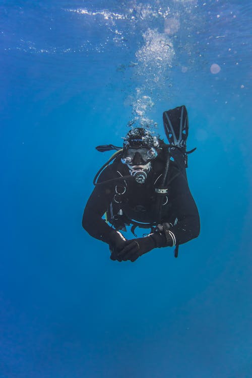 Scuba diver performing an underwater recovery operation